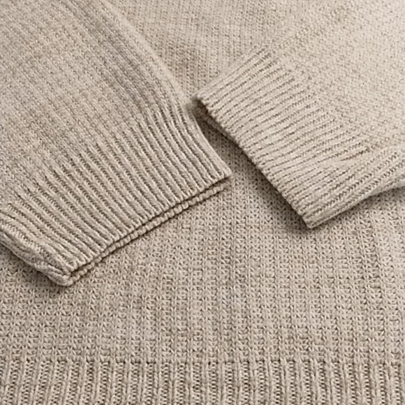 David Taylor XL Crew Neck Over Sized Sweater Beige Marled Thin Knit - Picture 6 of 7